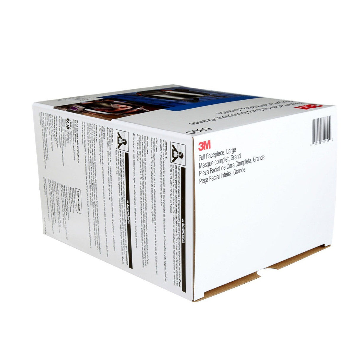 3M 54159 Full Facepiece Reusable Respirator 6000 Series, Large, Silicone Face Seal, Bayonet Connection, ANSI High Impact Eye Protection, NIOSH Approved (6900) (7000002037) (4 Pack) - 7