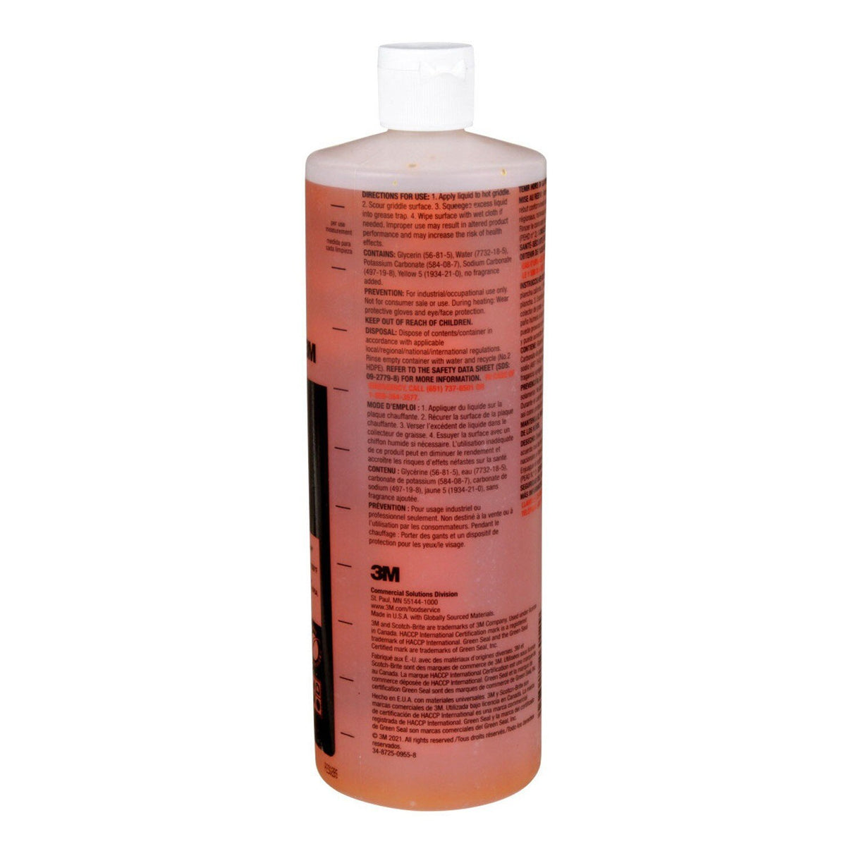 3M 701 Scotch-Brite Quick Clean Griddle Liquid, Orange, 1 Quart, Removes Baked-On Food and Cooking Oils (H-701-32OZ) (7000002182) (Case of 4) (4 Pack) - 4