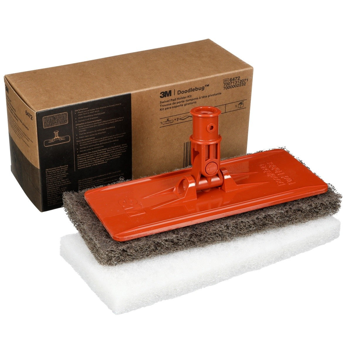 3M 6472 Doodlebug Pad Holder Starter Kit with Pads, Orange, 8.937 in x 3.74 in (7000002232) (4 Pack) - 2