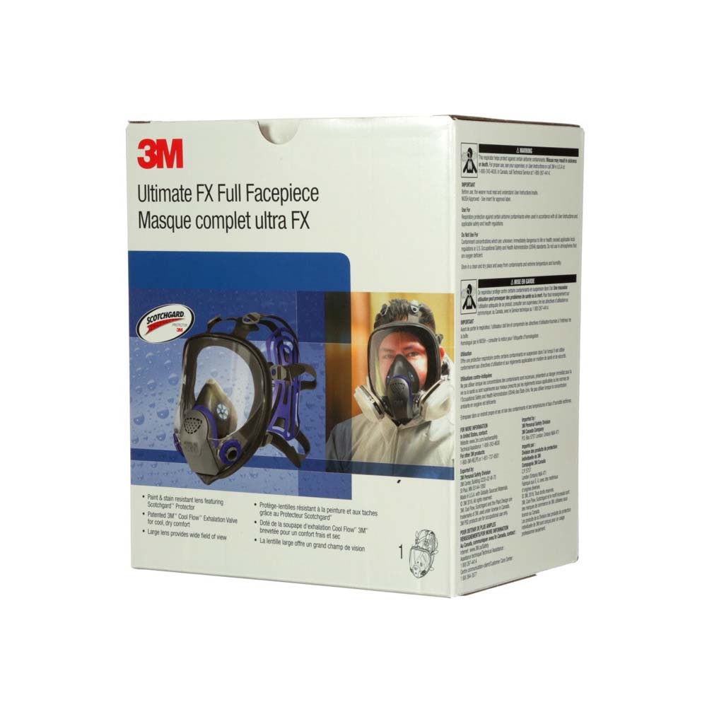 3M FF-402 Ultimate FX Full Facepiece Reusable Respirator , NIOSH Certified with Six-Strap Harness and Cool Flow Valve (Medium) (7000002284) (4 Pack) - 10