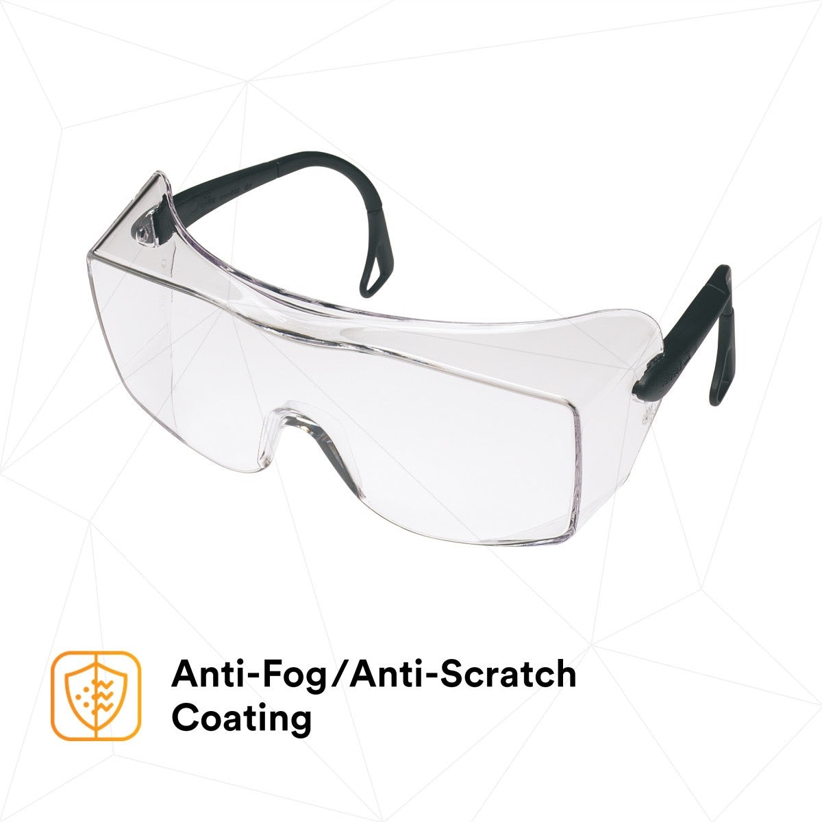3M 62226 OX Protective Eyewear 2000, 12166-00000-20 Clear Anti-Fog Lens, Black Secure Grip Temple (7000002373) (20 Pack) - 5