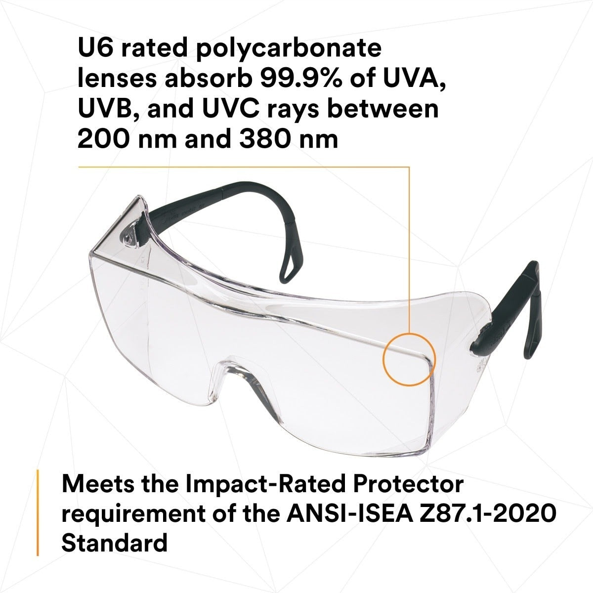 3M 62226 OX Protective Eyewear 2000, 12166-00000-20 Clear Anti-Fog Lens, Black Secure Grip Temple (7000002373) (20 Pack) - 8