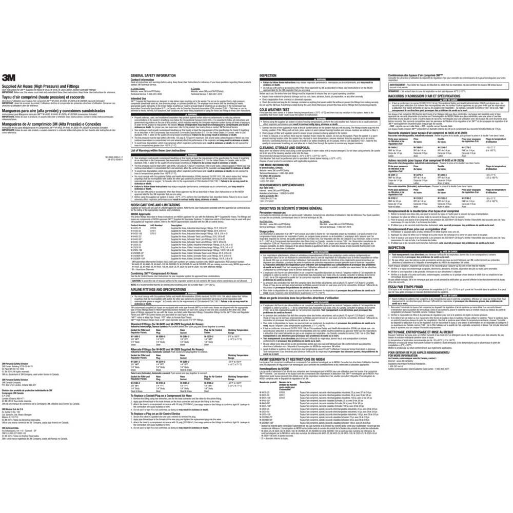 3M 7000005374 Supplied Air Respirator Hose W-9435-25/07010AAD 25 ft 3/8 in ID Industrial Interchange Fittings High Pressure - 2