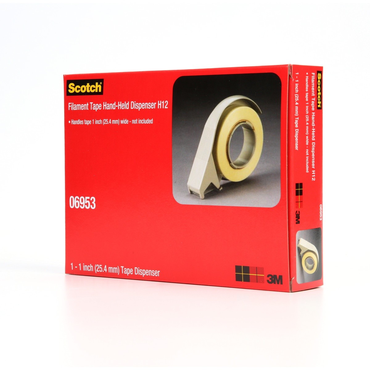 3M H12 Scotch Filament Tape Hand Dispenser, 1 in, Gray (7000005393) (6 Pack) - 3