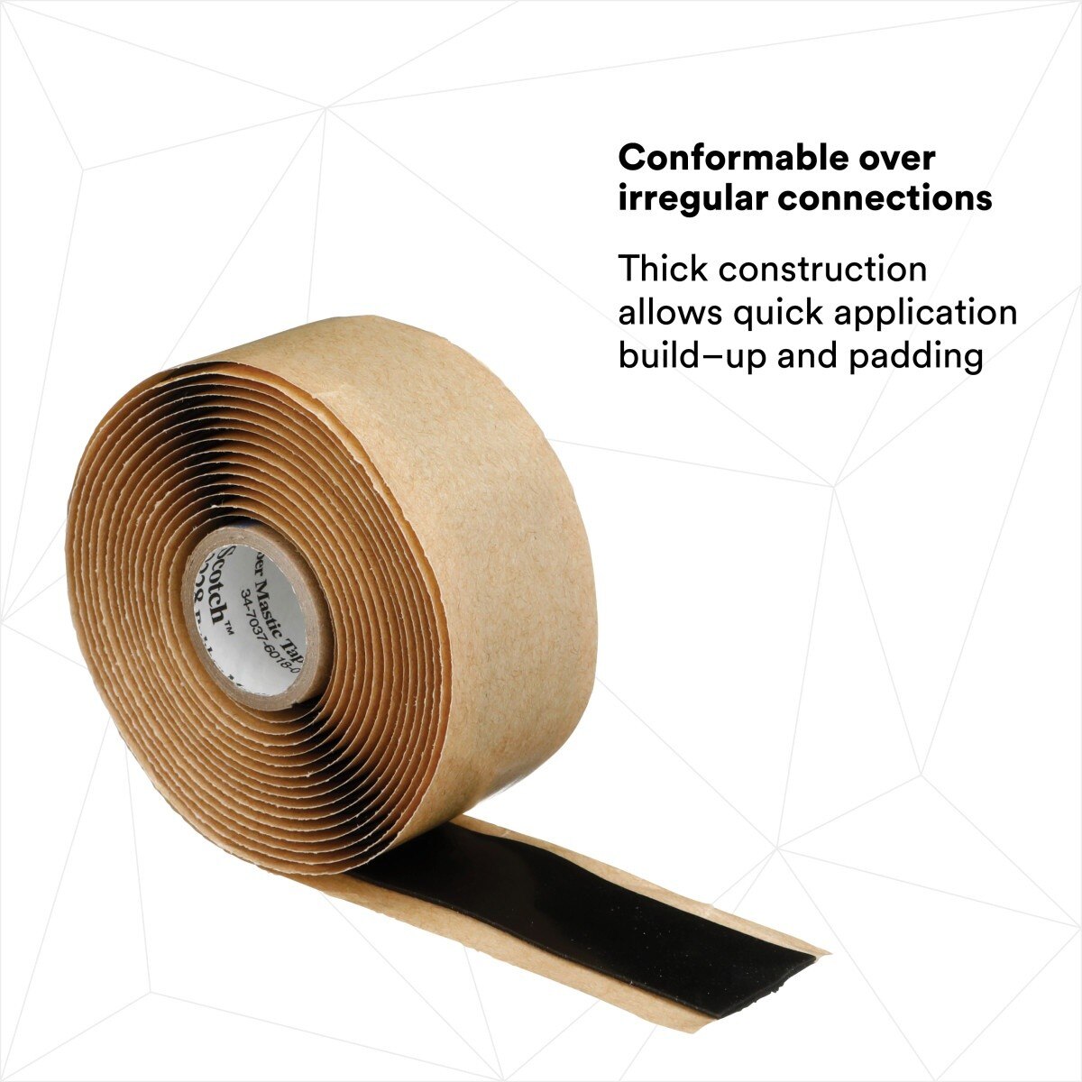 3M 2228-1X10FT Scotch Rubber Mastic Tape 2228, Black, 1 in x 10 ft, 65 mil, Conformable Self-Fusing Electrical Insulating Moisture Sealing (7000006048) (12 Pack) - 2