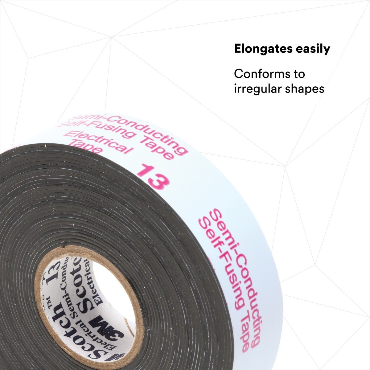 3M 13-3/4X15FT-K Scotch Electrical Semi-Conducting Tape 13, 3/4 in x 15 ft, Printed, Black (7000007284) (50 Pack) - 4