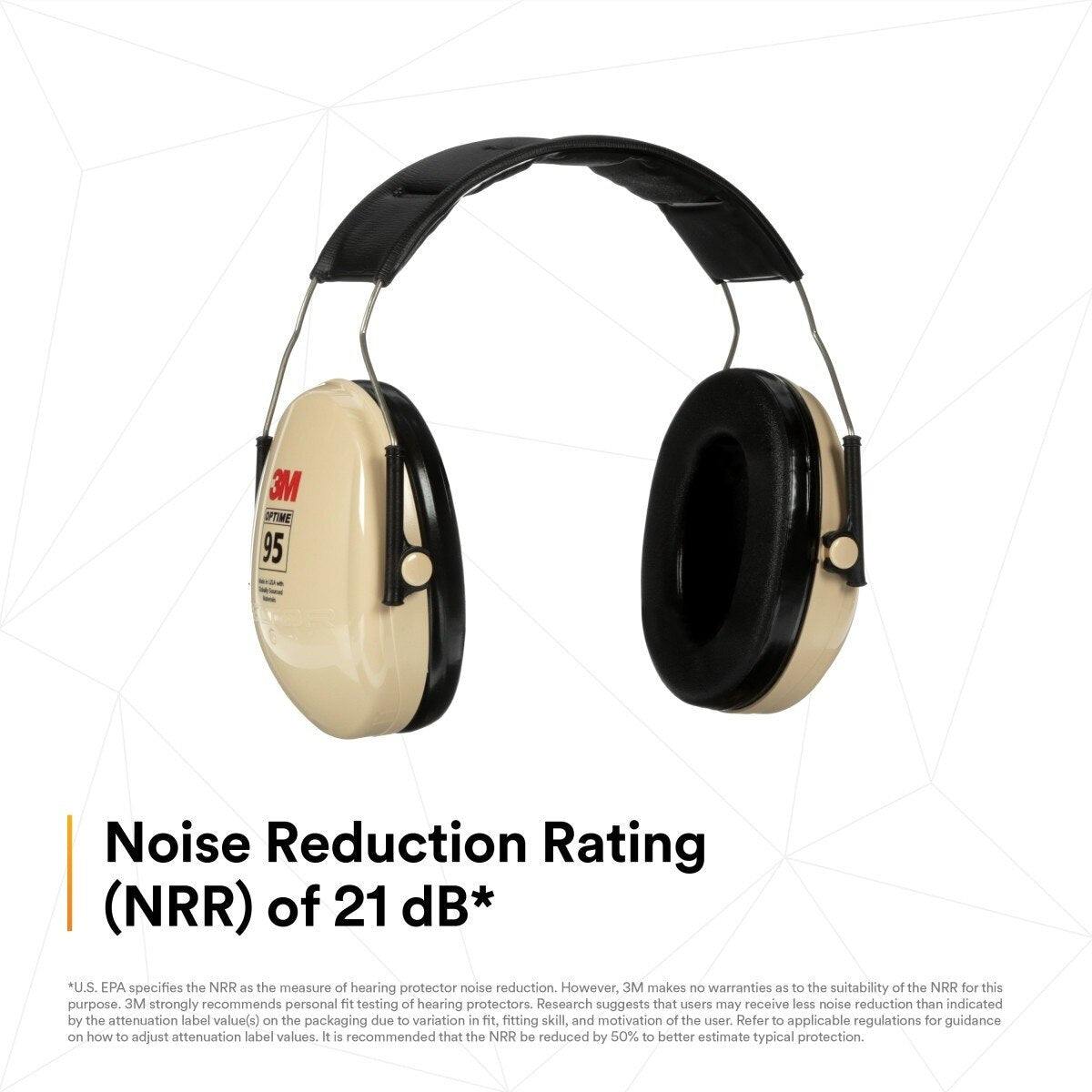 3M H6A/V PELTOR Optime 95 Over-the-Head Earmuff, NRR 21 dB (7000009667) - 3