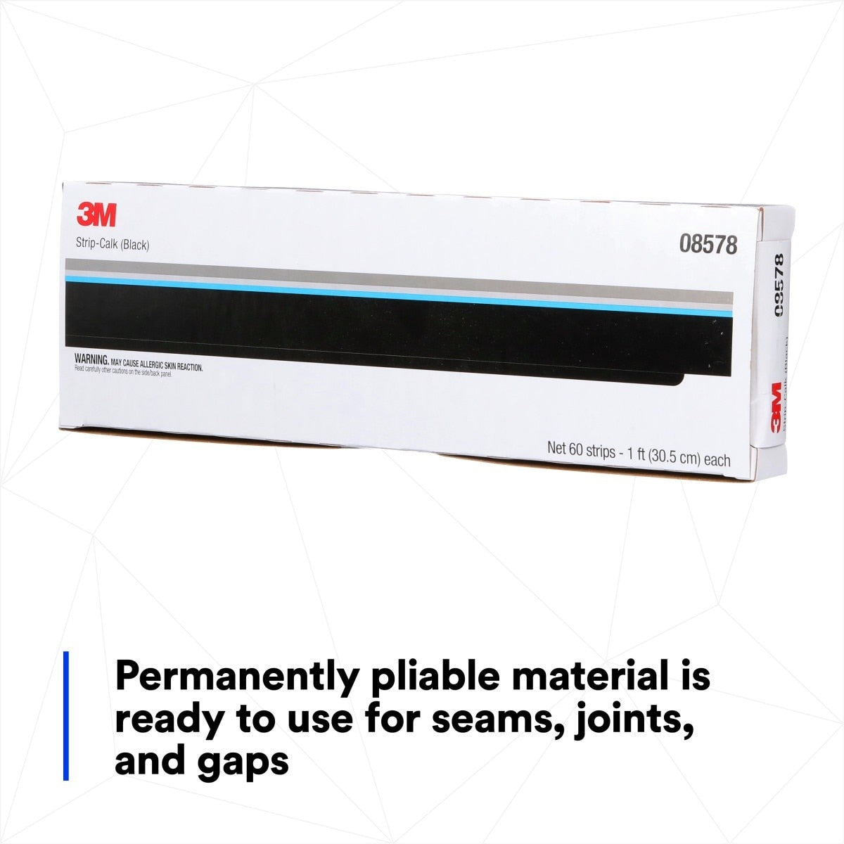 3M 08578 Strip Calk, Black, 1 ft Strips, 60 per Carton (7000028370) (12 Pack) (12 Pack) - 6