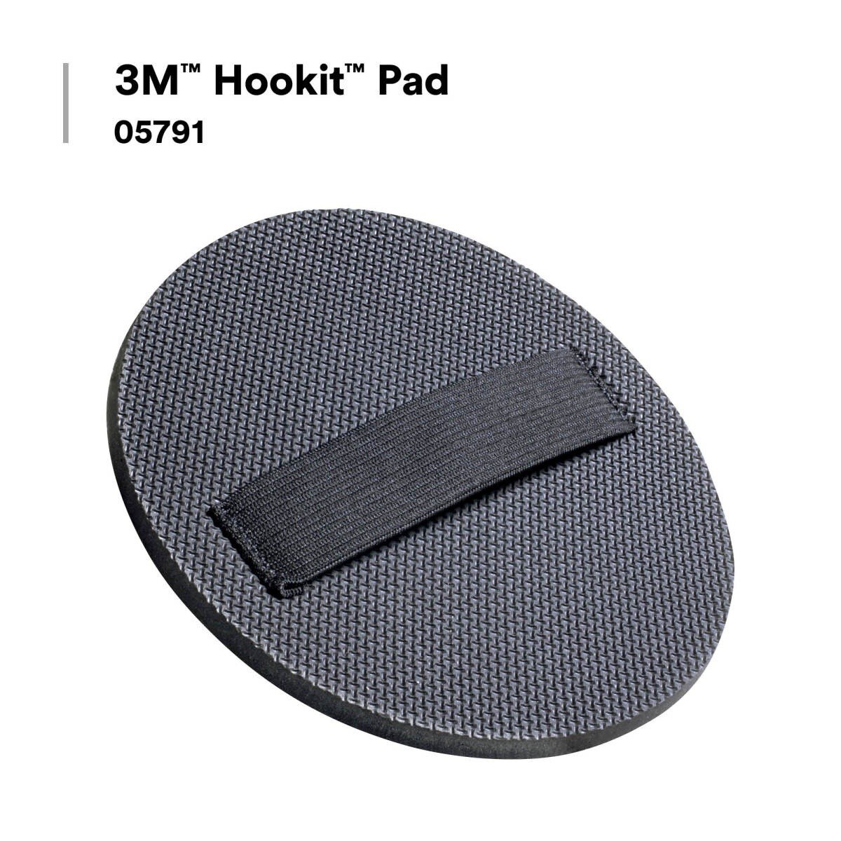 3M Hookit Hand Pad, Hook and Loop, Soft Foam Rubber, Black, 6 in, 1 in Strap (05791) (7000028382) (20 Pack) - 2