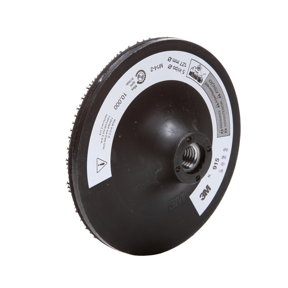 3M 05681 Disc Pad Holder 915 Hook and Loop Back up Pad for Grinding 5 in x 1/8 in x 3/8 in M14-2.0 Internal (7000028500) - 2