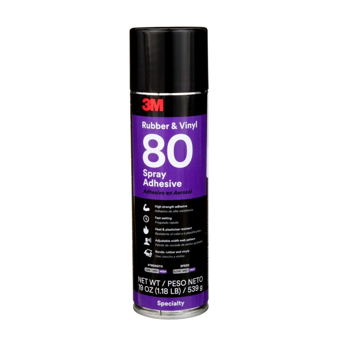 3M 80 Rubber and Vinyl Spray Adhesive Yellow, 24 fl oz Can, Net Wt 19 oz (82618) (7000028604) (6 Pack)