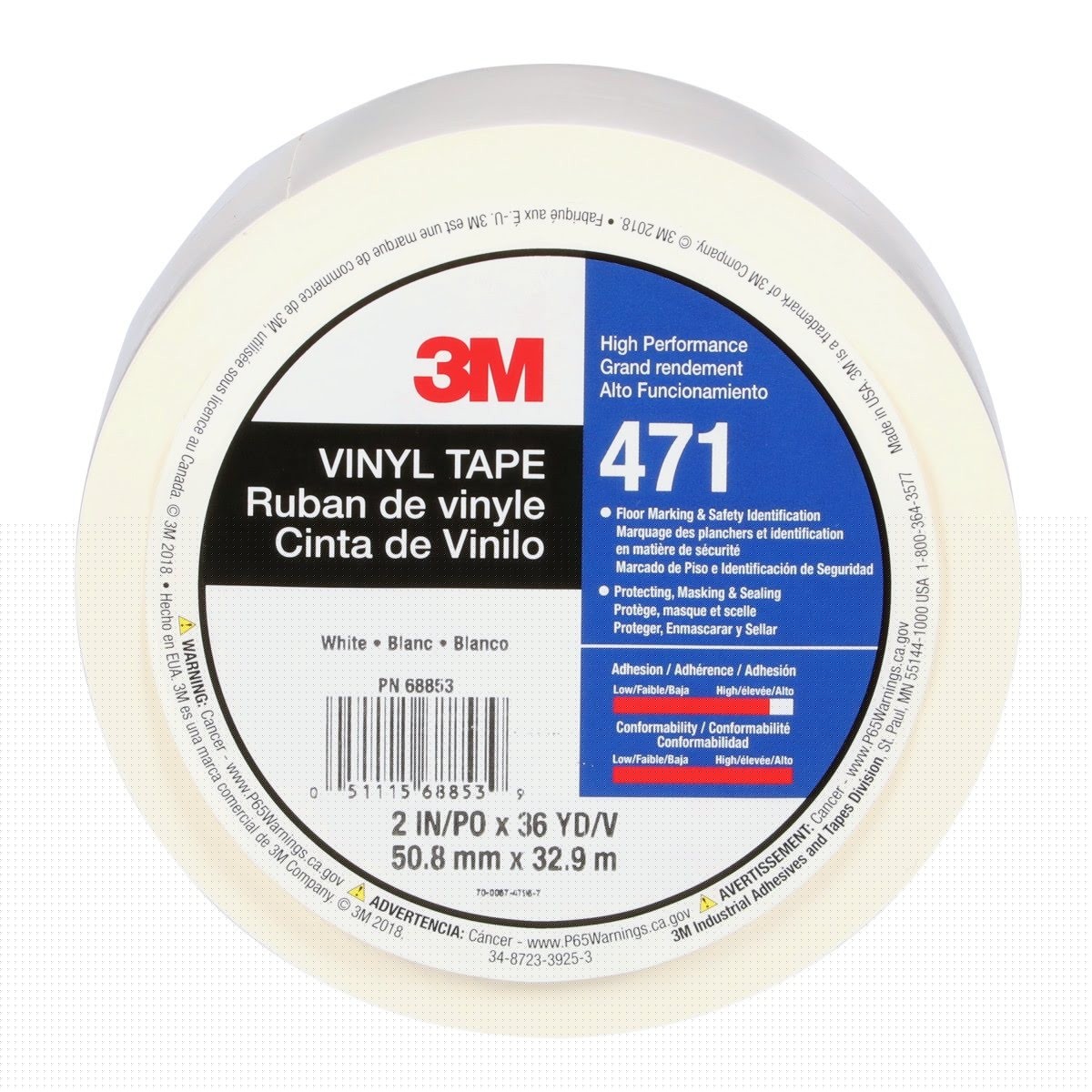 3M 471 Vinyl Tape White Floor Marking Tape 2 in x 36 yd 5.2 mil (7000028853) (24 Pack) - 4