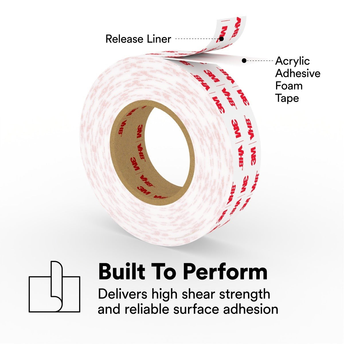 3M 4950 VHB Tape, White, 1/2 in x 36 yd, 45 mil (7000028869) (18 Pack) - 6