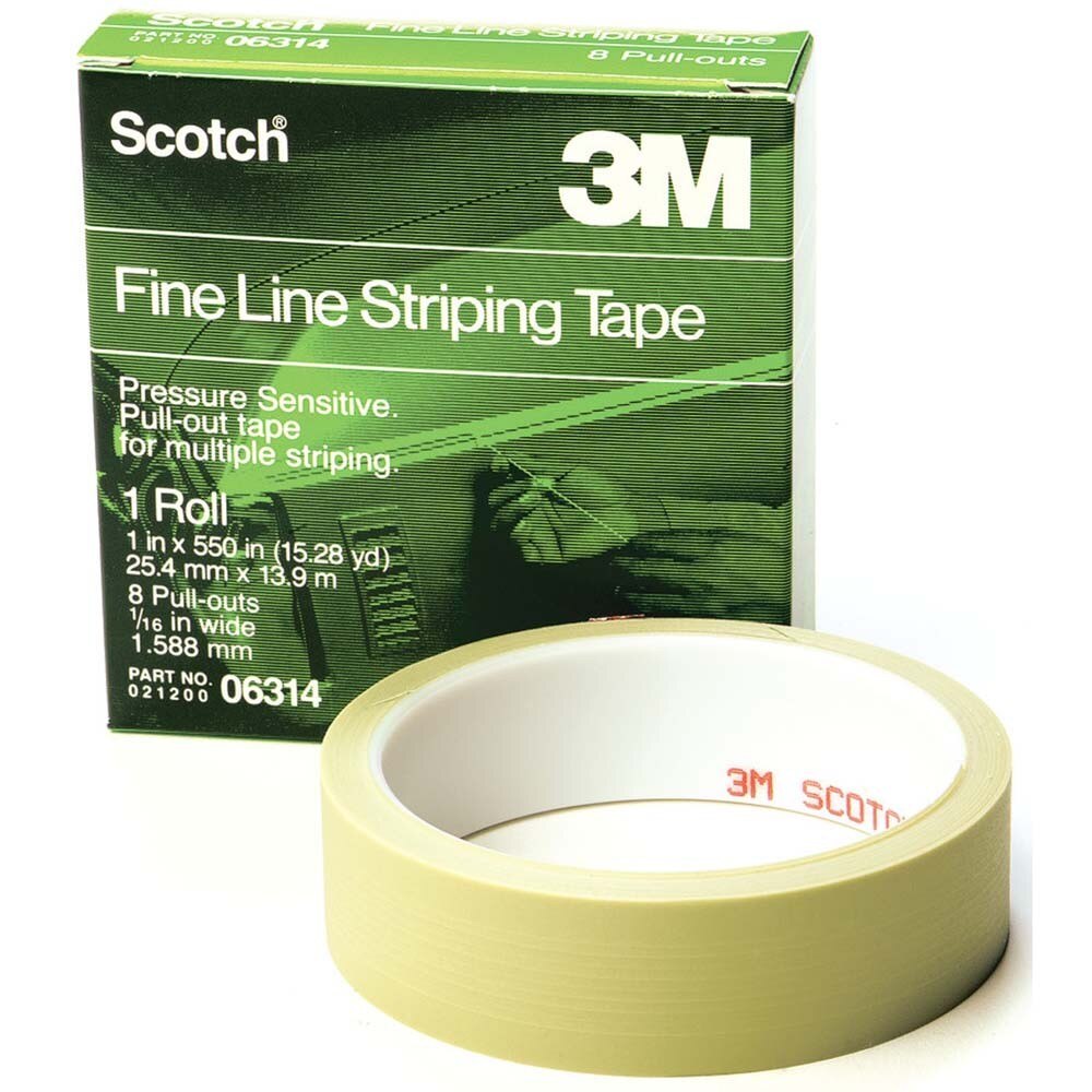 3M 7000029139 Scotch Fine Line Striping Tape, 8 Pull Outs, 06314, 1 in x 550 in - 2