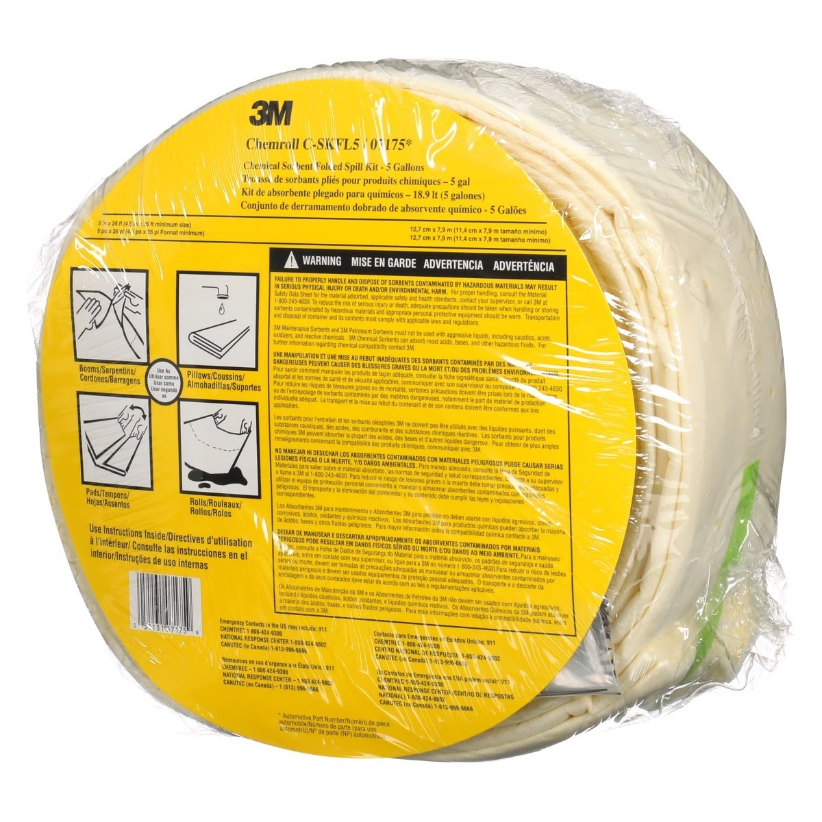 3M C-SKFL5 Chemical Sorbent Folded Spill Kit /07175 (7000029637) (3 Pack) - 10