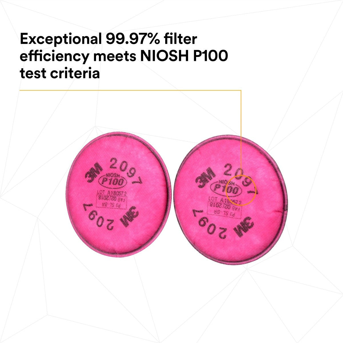 3M 2097 2097/07184 Particulate Filter, P100, Nuisance Level Organic Vapor Relief, Magenta (7000029657) (100 Pack) - 10