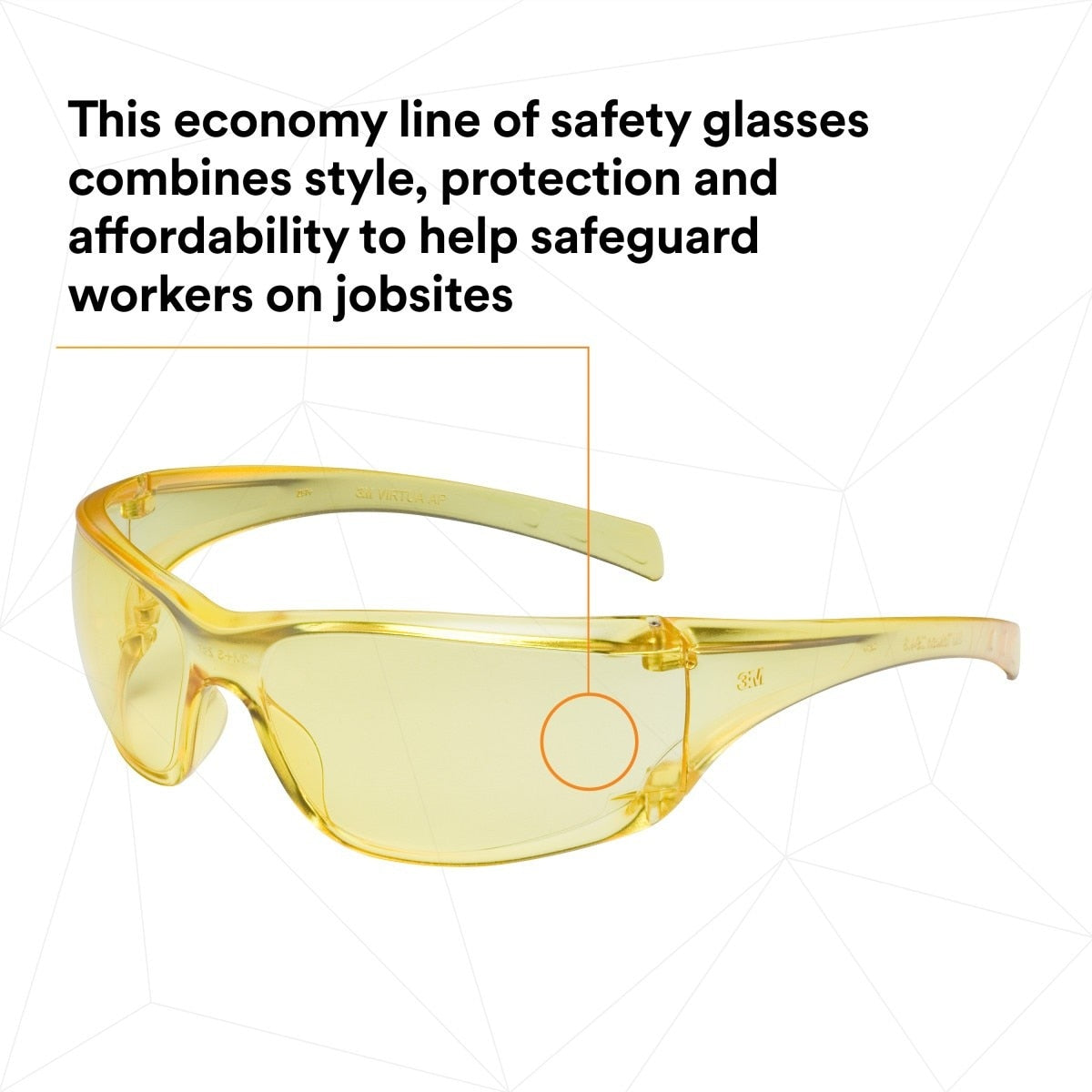 3M 11817-00000-20 Virtua AP Safety Glasses Amber Hard Coat Lens Amber Frame Anti Scratch (7000030052) (400 Pack) - 8