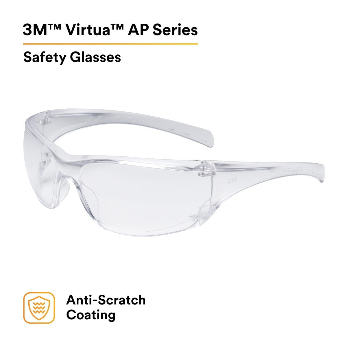 3M 11819-00000-20 Virtua AP AP Safety Glasses Clear Hard Coat Lens Clear Frame Side Shields (7000030054) (20 Pack) - 2