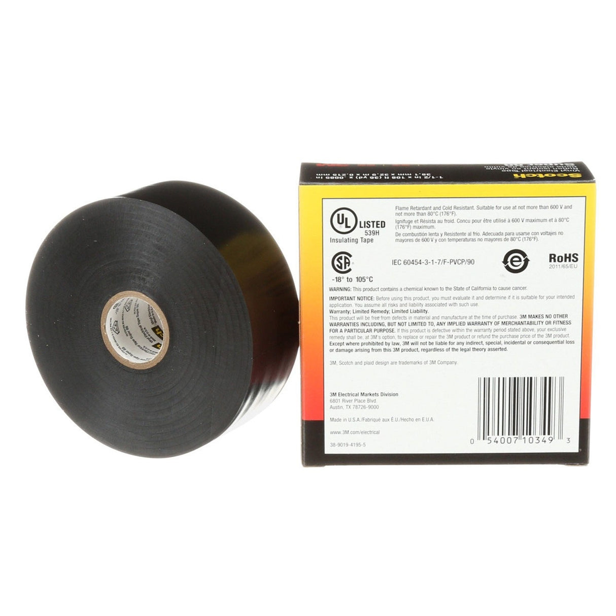 3M Super 88 88-1.5X36YD Scotch Vinyl Electrical Tape, Black, 1-1/2 in x 36 yd, Premium Grade, Rubber Resin Adhesive, PVC Backing, All-Season Heavy Duty Electrical Tape (7000031459) (12 Pack) - 7