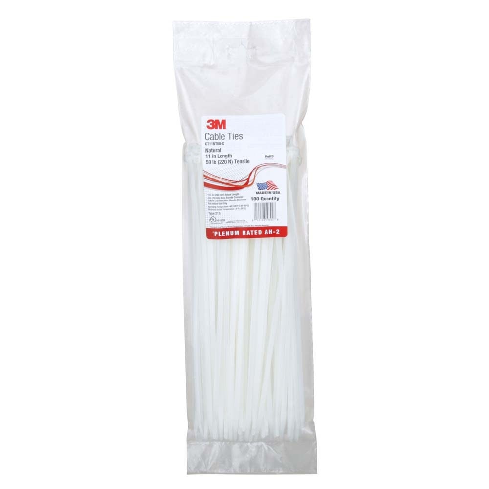 3M CT11NT50-C Cable Tie, Self-Locking, 11" 50lb Tensile Strength, (7000031856) (100 Pack) - 4