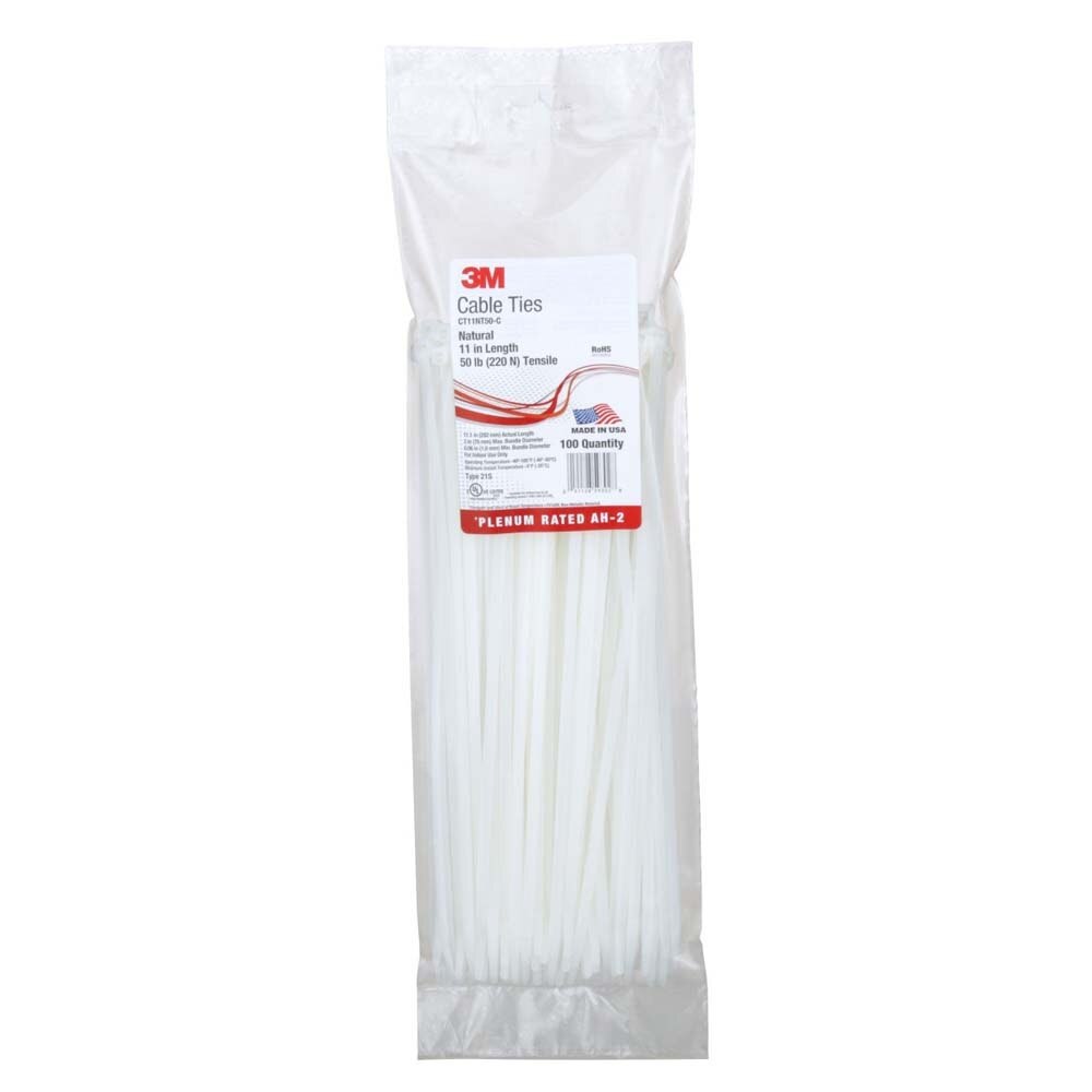 3M CT11NT50-C Cable Tie, Self-Locking, 11" 50lb Tensile Strength, (7000031856) (100 Pack) - 4