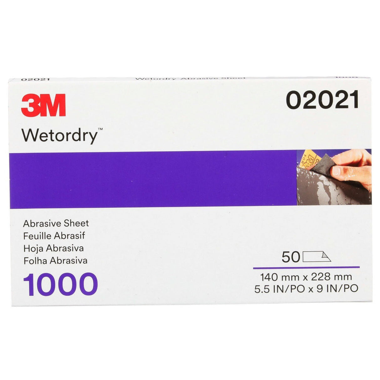 3M 401Q 02021 Abrasive Sheet, 1000 Grit, 5 1/2 in x 9 in (7000042501) (250 Pack)