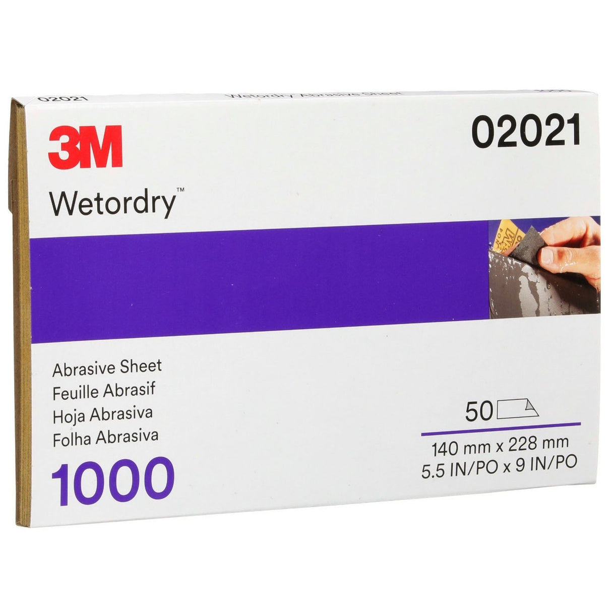 3M 401Q 02021 Abrasive Sheet, 1000 Grit, 5 1/2 in x 9 in (7000042501) (250 Pack) - 3