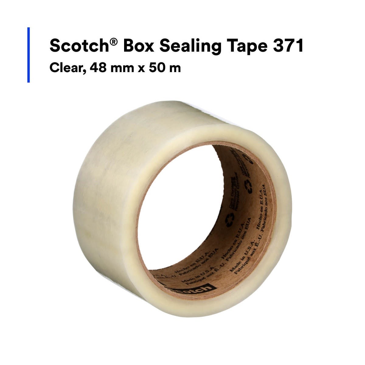 3M 371 Scotch Box Sealing Tape, Clear, 48 mm x 50 m (7000042510) (36 Pack) - 5