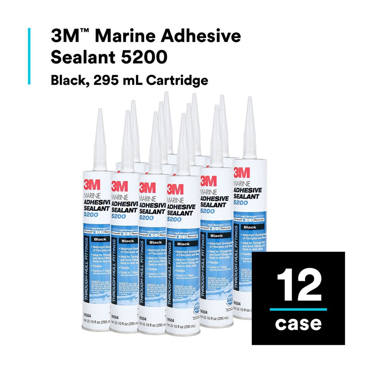 3M 5200 06504 Marine Adhesive Sealant, Black, 10 fl oz Cartridge (7000042727) - 7