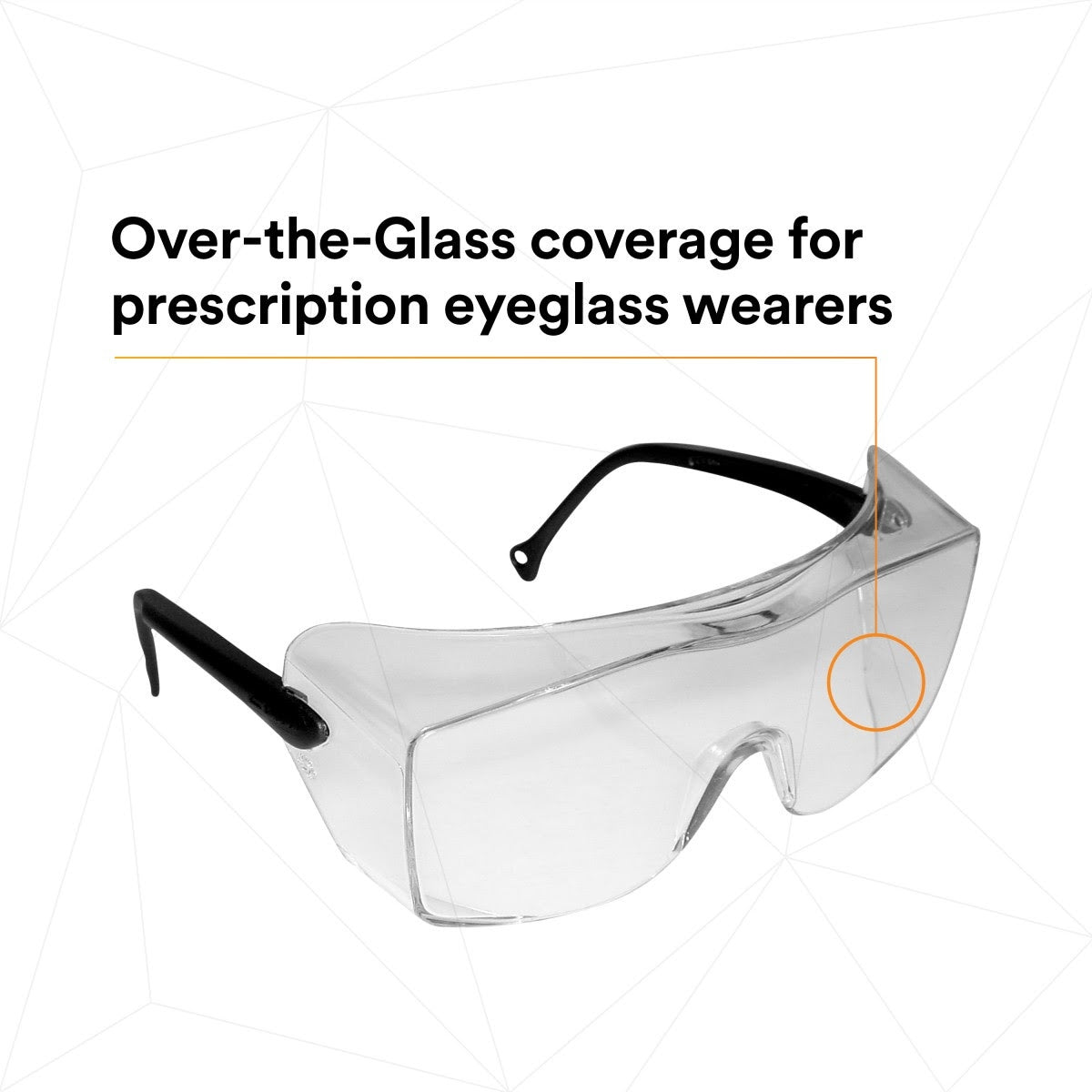 3M 12163-00000-20 OX Protective Eyewear, Clear AF Lens, Black Secure Grip Temple (7000042891) (20 Pack) - 3