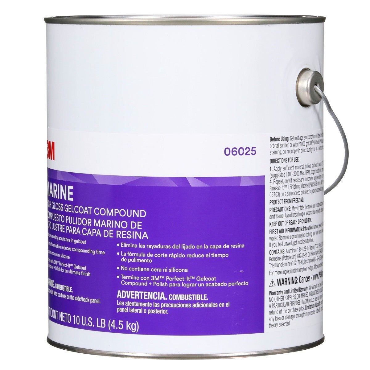 3M Marine High Gloss Gelcoat Compound, White, 10 lb (06025) (7000044932) (4 Pack) - 3