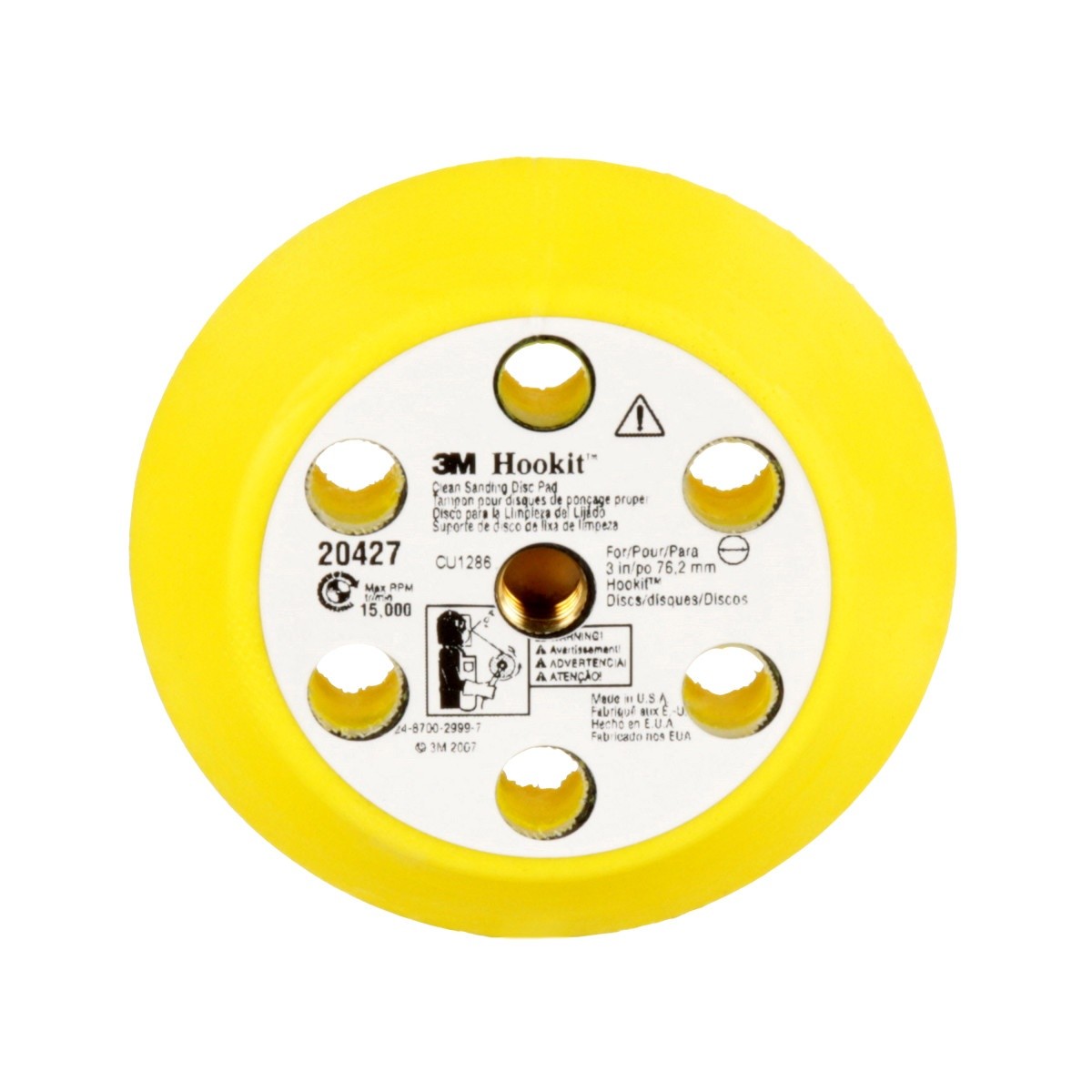 3M Hookit Clean Sanding Foam Backing Disc Pad Kit, Yellow, 3 in, Vacuum Sanding, 5 Adapters (20427) (7000045008) (5 Pack)