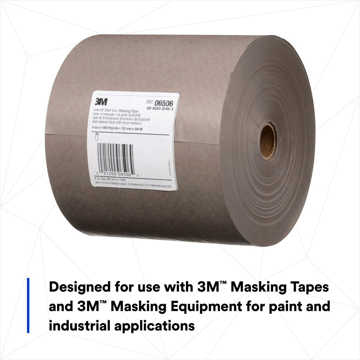 3M 06506 Scotch Steel Gray Masking Paper, 6 in x 1000 ft (7000045440) (6 Pack) - 3
