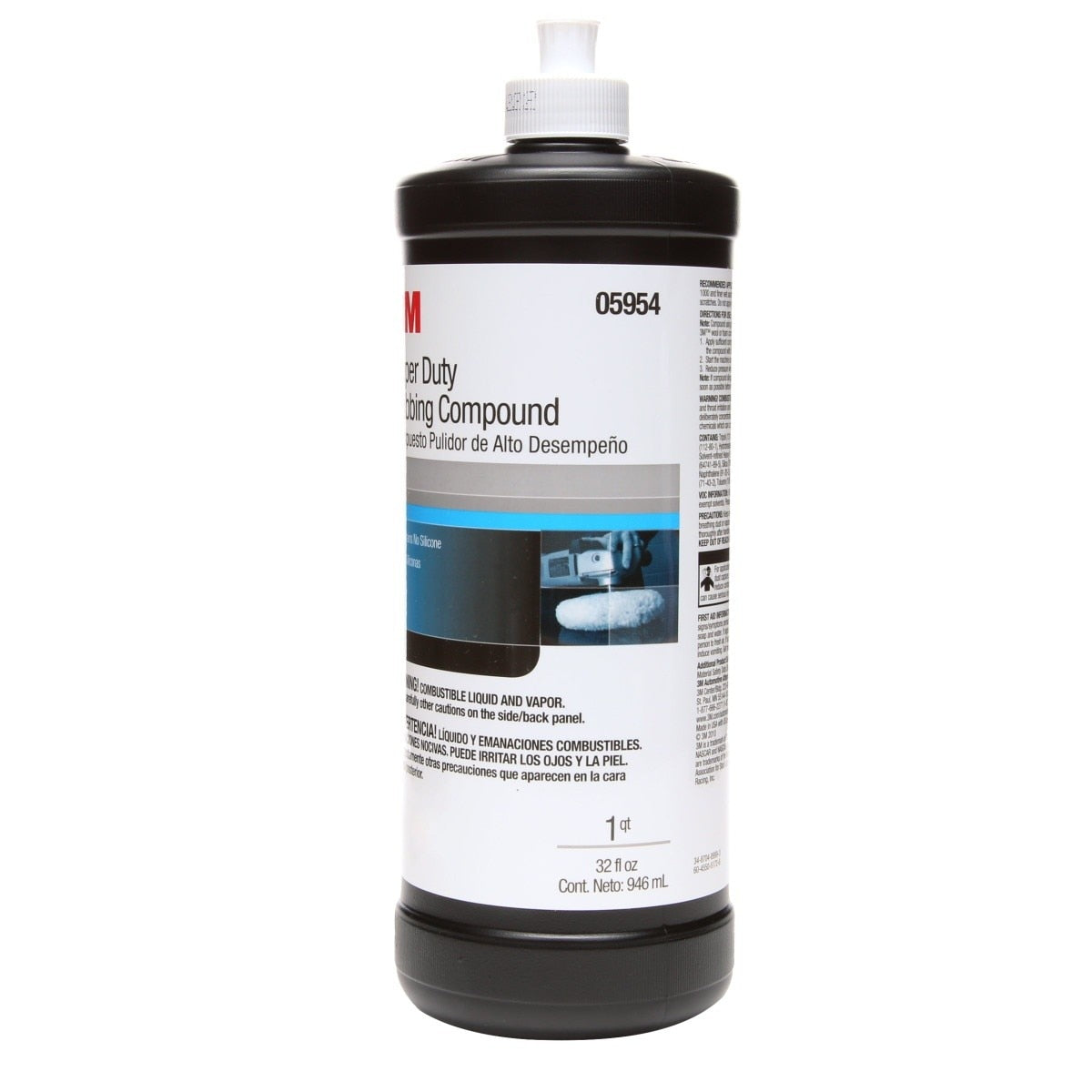 3M 05954 Super Duty Rubbing Compound, 1 qt 32 fl oz/946 mL, Body Shop Safe, No Waxes or Silicones (7000045494) (6 Pack) - 3
