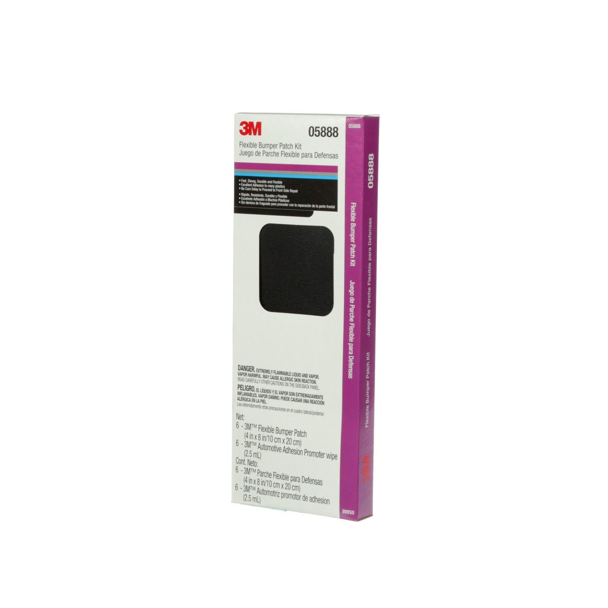 3M 05888 Flexible Bumper Patch, Kit, Black, 4 in x 8 in (7000045602) (12 Pieces) (6 Pack) - 5