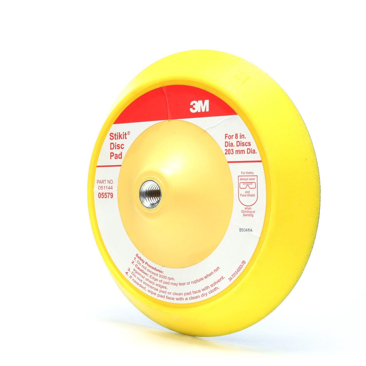 3M 05579 Stikit PSA Abrasive Disc Back-up Pad, Medium Density, Yellow, 8 in (7000045658) - 4