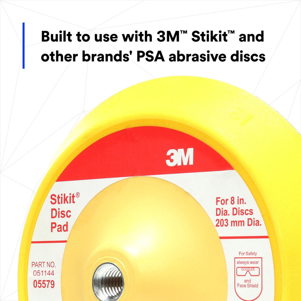3M 05579 Stikit PSA Abrasive Disc Back-up Pad, Medium Density, Yellow, 8 in (7000045658) - 8