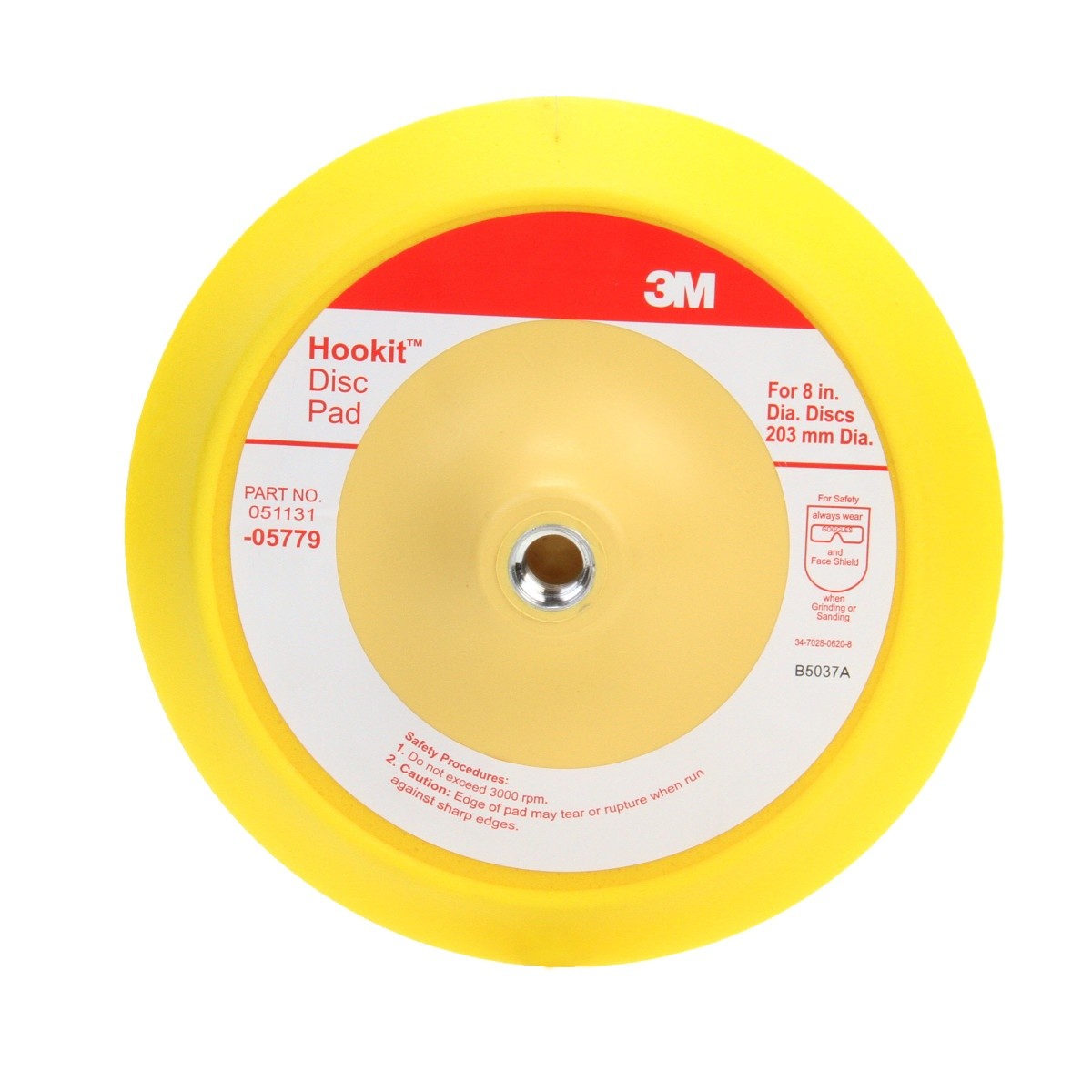 3M 05779 Hookit Abrasive Disc Pad, Medium Density Foam, Yellow, 8 in, 5/8-11 INT (7000045671)