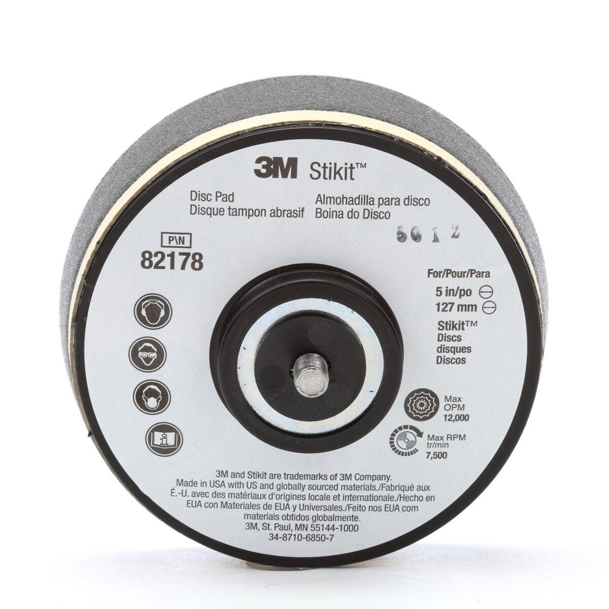 3M 82178 Stamark Disc Pad, PSA, Black, 5 in x 1-1/4 in, 5/16-24 External (7000045672) (10 Pack)