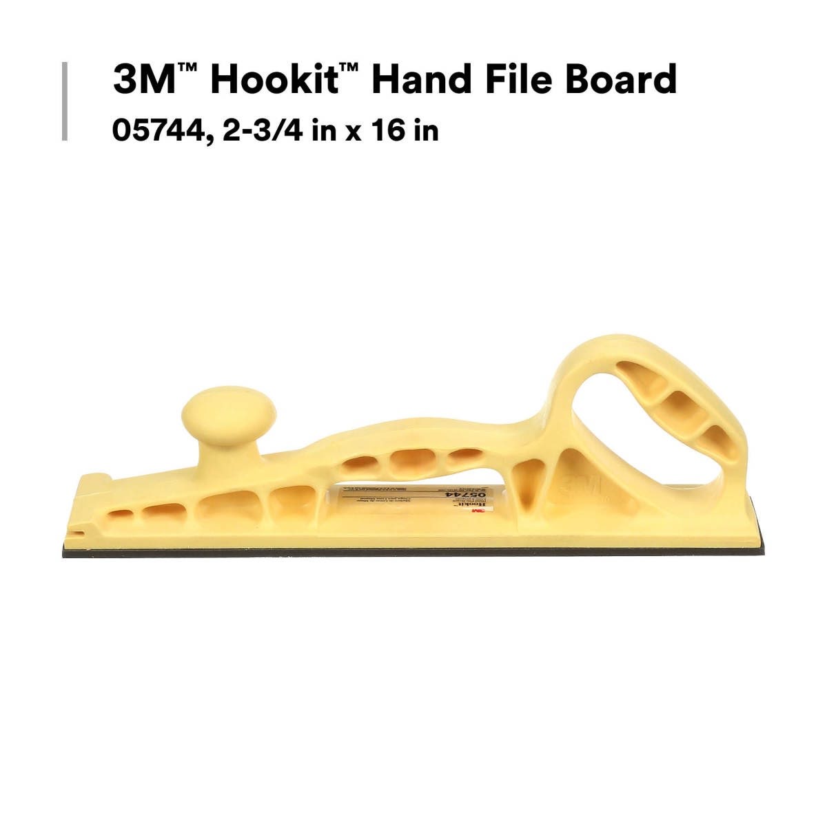 3M 05744 Hookit Hand File Board, Hook and Loop, Foam, Yellow, 2-3/4 in x 16 in (7000045717) - 6