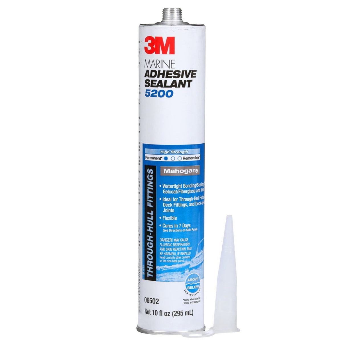 3M 5200 6502 Marine Adhesive Sealant Mahogany 10 fl oz Cartridge Above/Below Waterline Flexible Permanent Bonding (7000045778) (12 Pack)