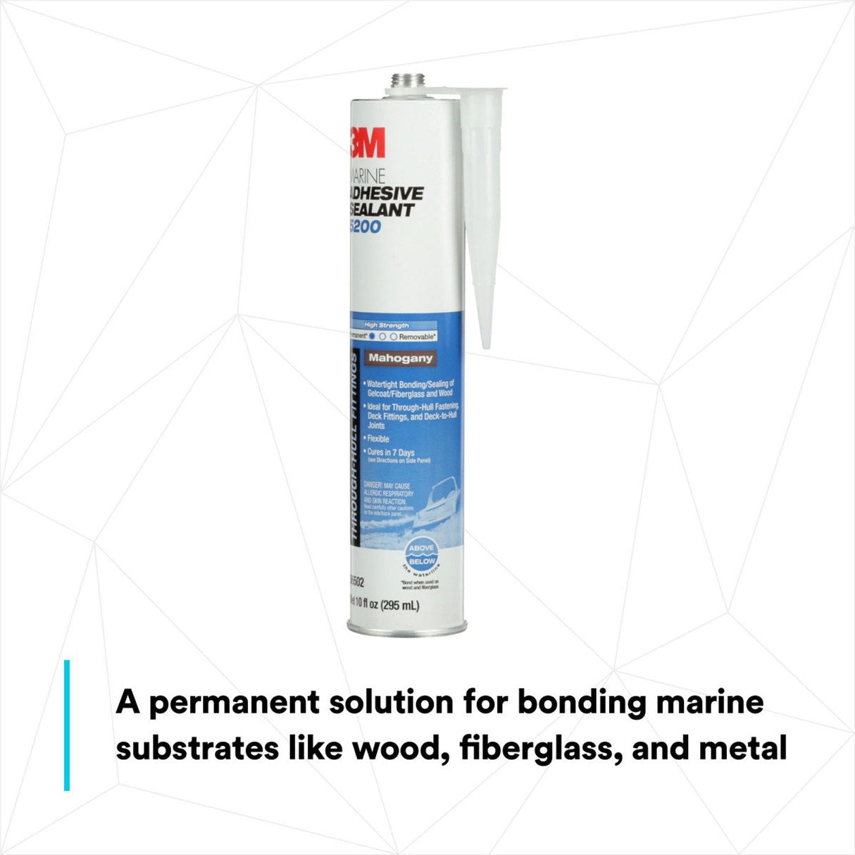 3M 5200 6502 Marine Adhesive Sealant Mahogany 10 fl oz Cartridge Above/Below Waterline Flexible Permanent Bonding (7000045778) (12 Pack) - 8