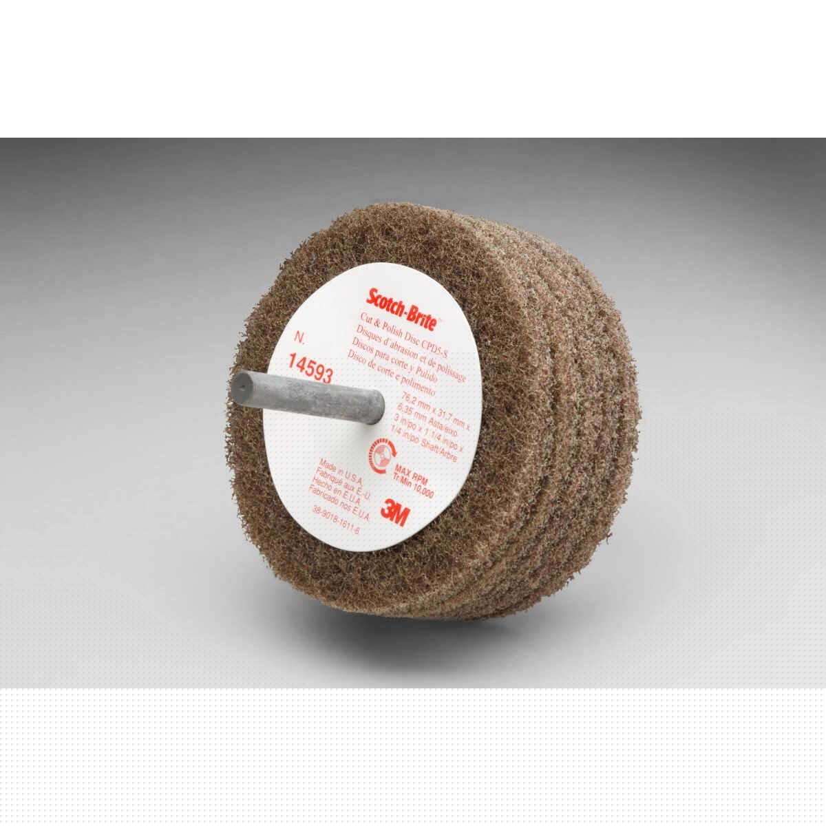 3M Scotch-Brite Cut and Polish Disc D5, Aluminum Oxide, Medium, Tan, 3 in x 1-1/4 in x 1/4 in (7000045941) (10 Pack)