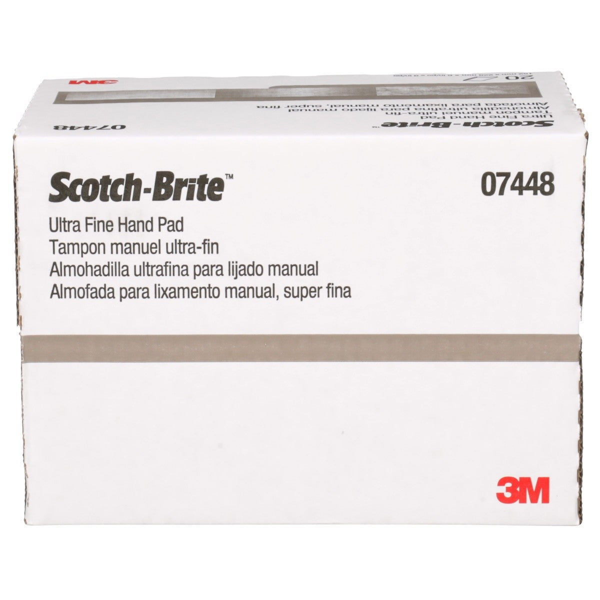 3M HP-HP 7448 07448 Scotch-Brite Ultra Fine Hand Pad, SiC, Gray, 6 in x 9 in (7000045983) (20 Pack) - 6