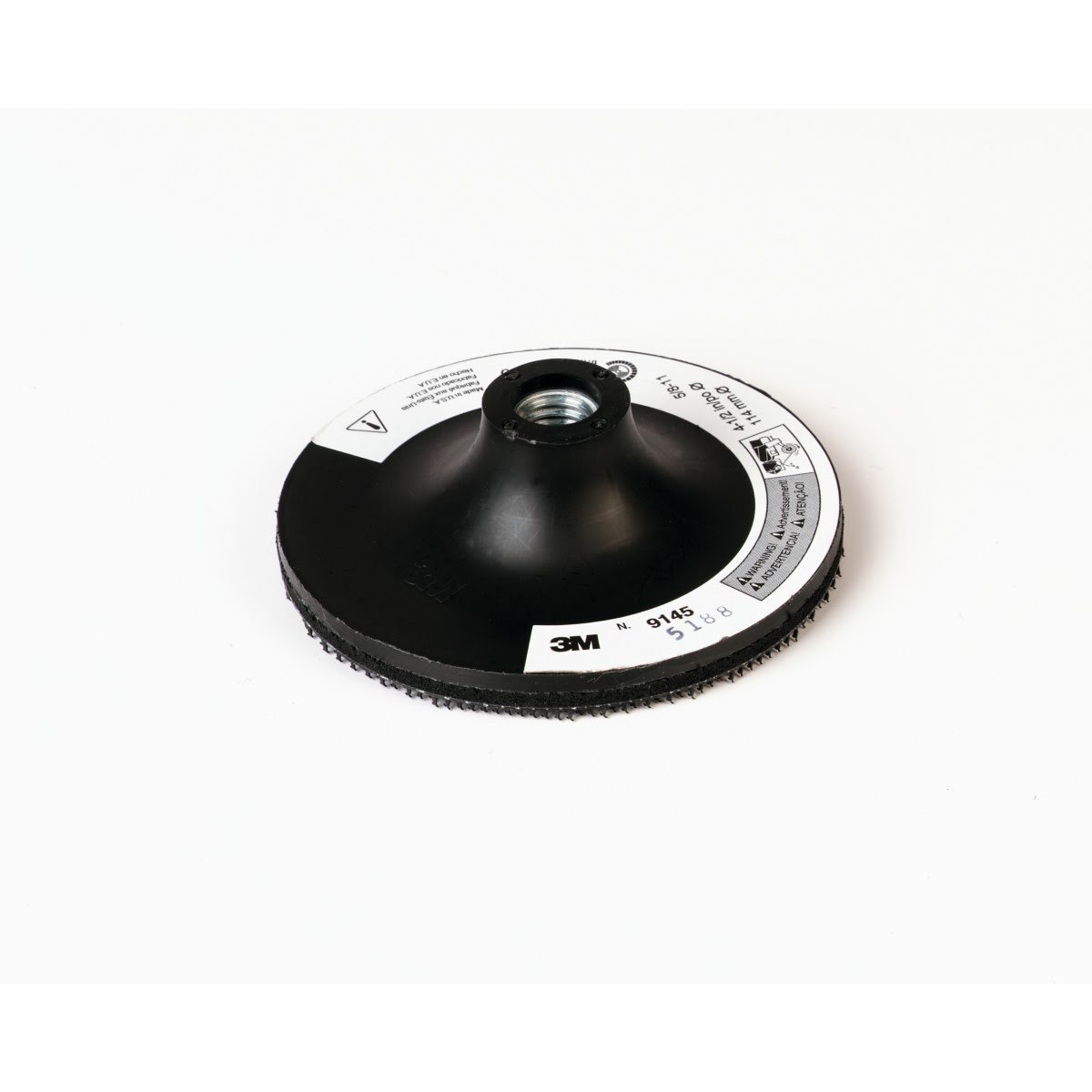 3M 14111 Disc Pad Holder Hook and Loop Black 4-1/2 in 5/8-11 Internal (7000046035)