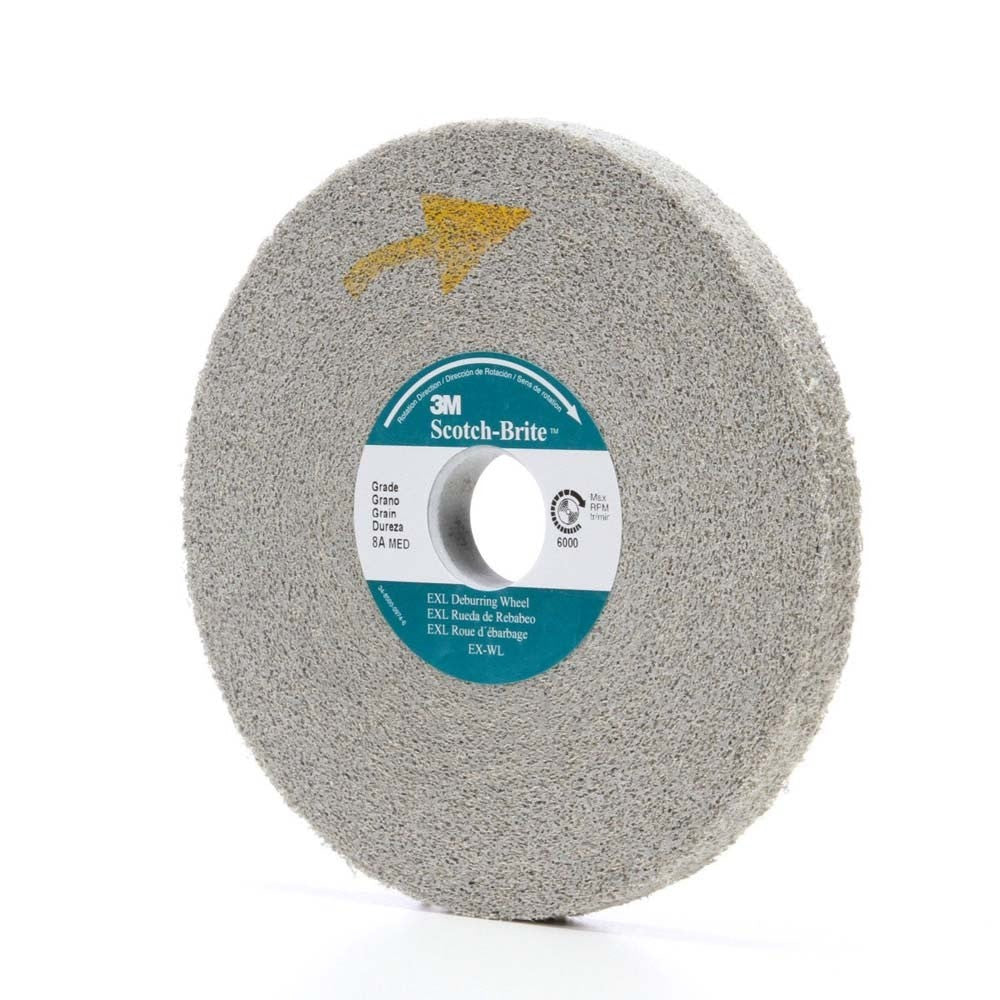 3M XL-WL Scotch-Brite EXL Deburring Wheel, 8A Medium Grit Aluminum Oxide, Convolute, 6 in x 1/2 in x 1 in (7000046060) (4 Pack) - 2