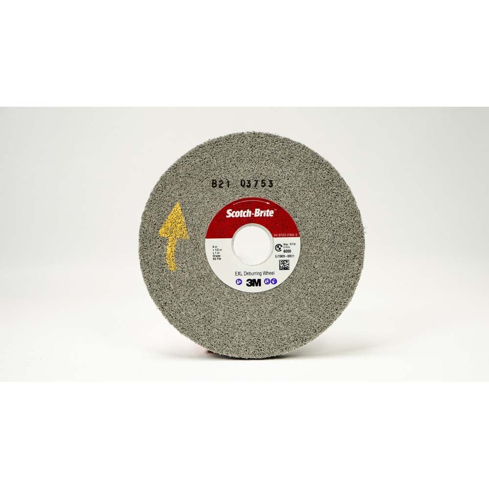 3M 7000046069 Scotch-Brite EXL Deburring Wheel, 6 in x 1/2 in x 1 in 9S FIN (4 Pack)