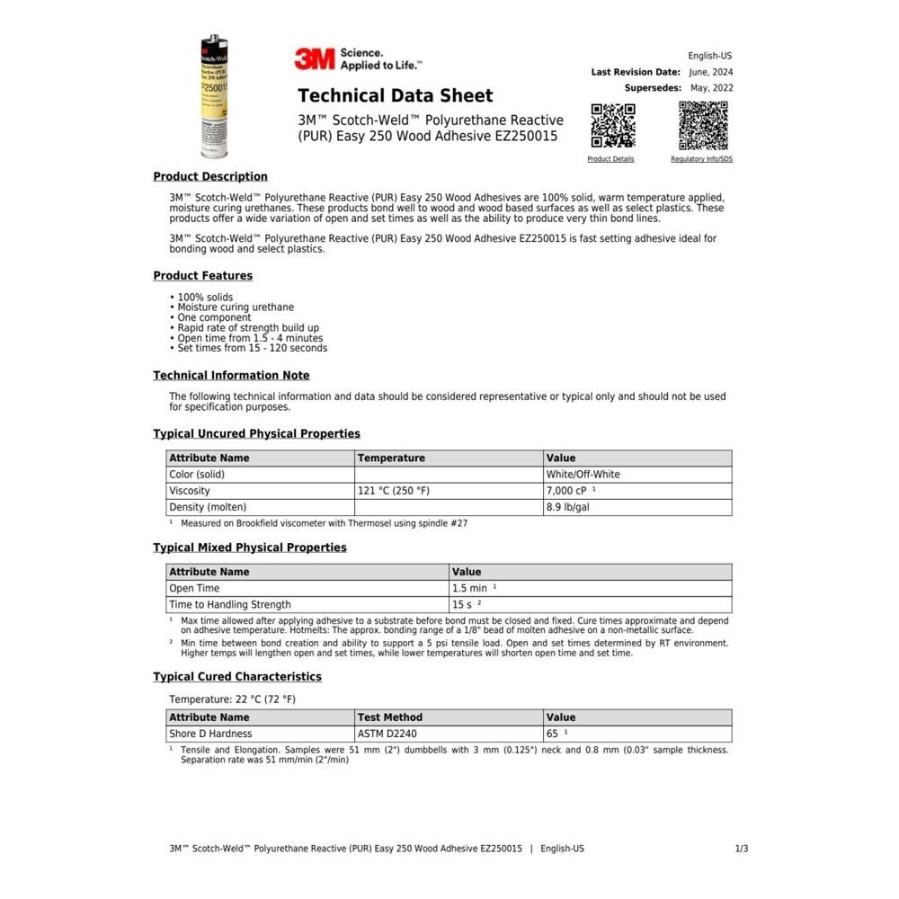 3M EZ250015 Scotch-Weld PUR Adhesive , Off-White, 1/10 Gallon Cartridge (7000046529) (5 Pack) - 4