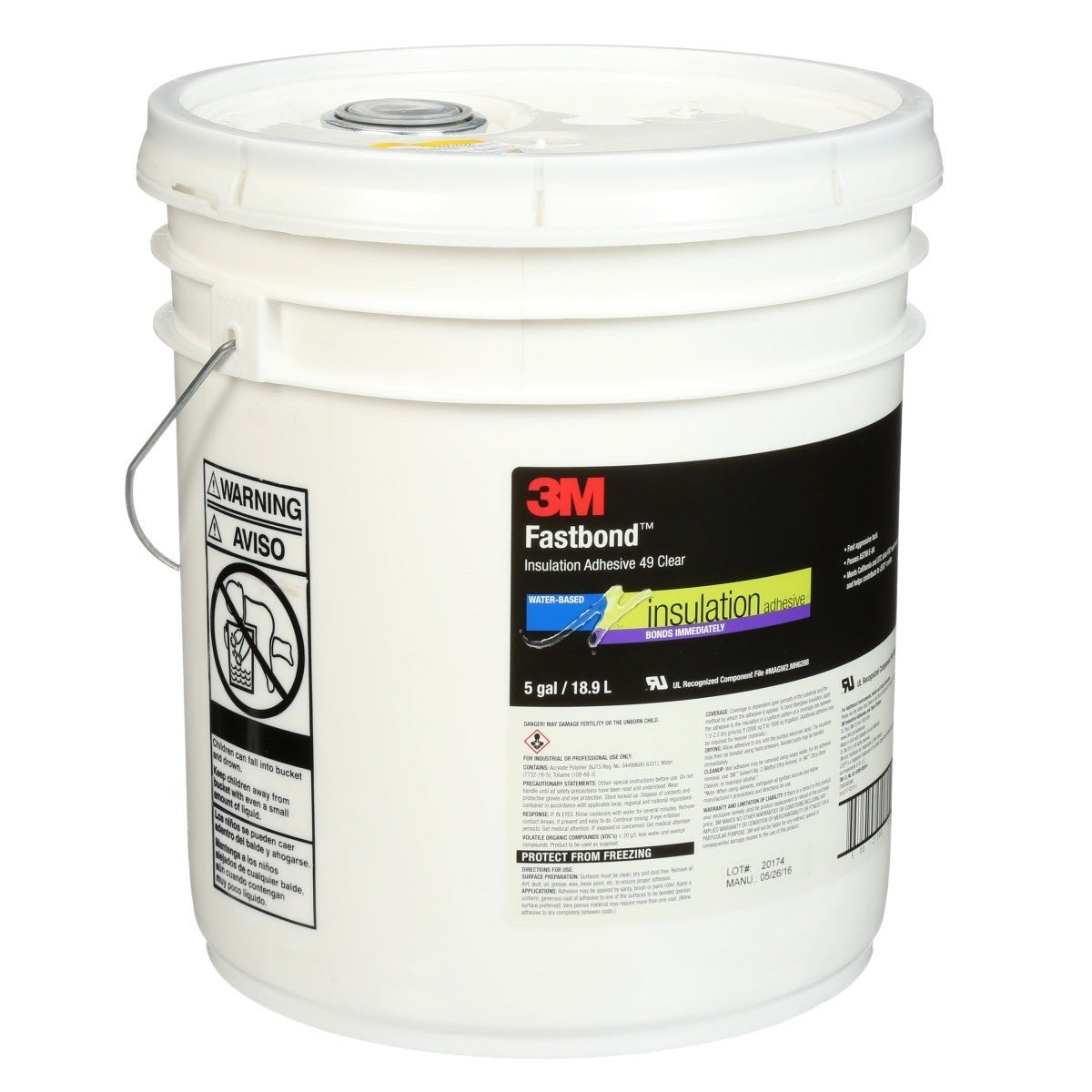 3M 49 Fastbond Insulation Adhesive, Clear, 5 Gallon (7000046566) - 2