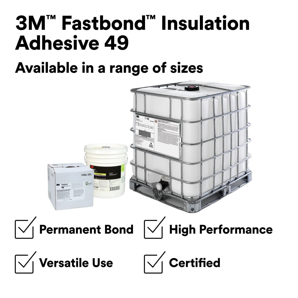 3M 49 Fastbond Insulation Adhesive, Clear, 5 Gallon (7000046566) - 5